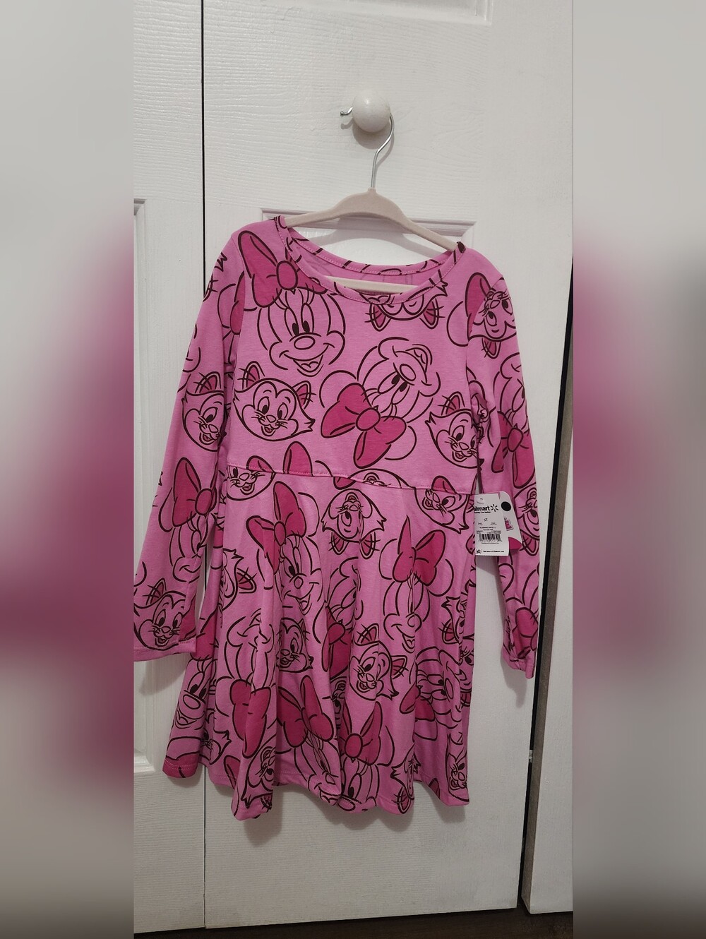 Girls Disney Pink Minnie Mouse Long Sleeve Dress NWT